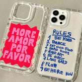 Colorful "More Amor Por Favor" Clear Phone Case for iPhone